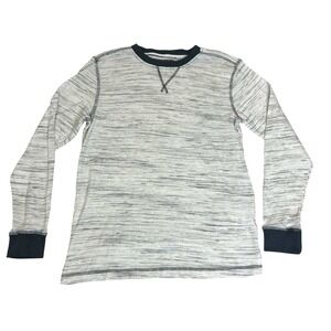 Company Eighty One Mens Large Thermal Shirt Space Dye Grey Waffle Knit Pullover